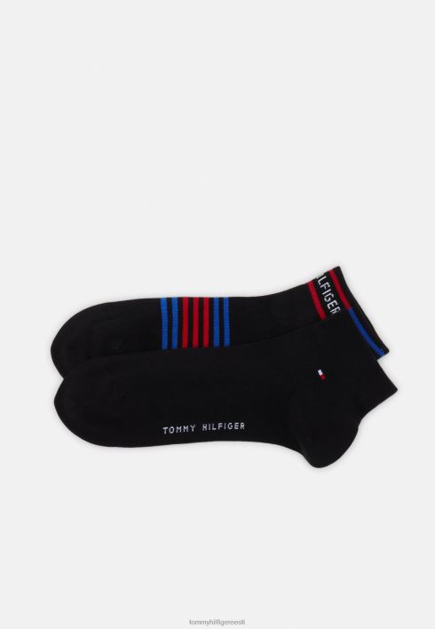 meeste veerand bretoni triibuga 2 pakki sokid RJV626930 must Tommy Hilfiger