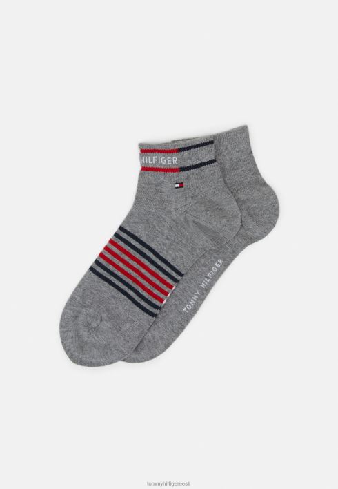 meeste veerand bretoni triibuga 2 pakki sokid RJV626988 keskmine hall melanž Tommy Hilfiger