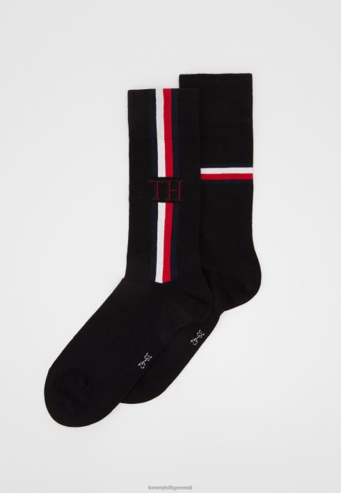 sokk ikooniline triip 2 paki sokid RJV626915 must Tommy Hilfiger