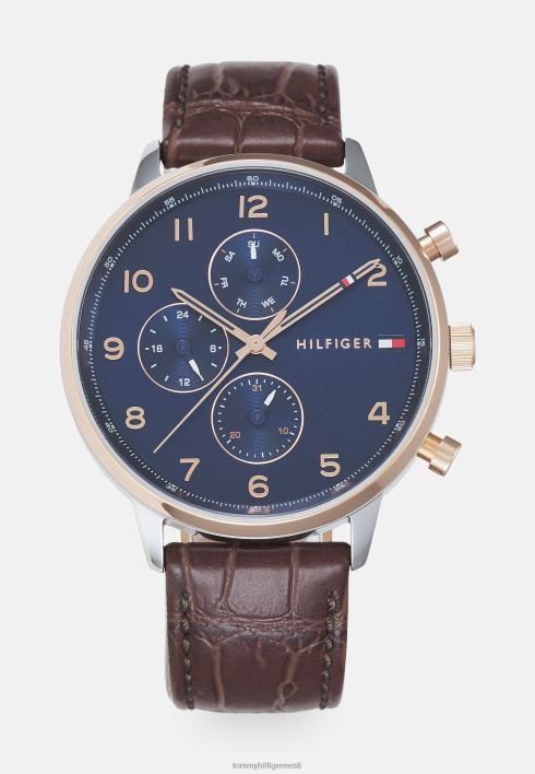 Leonardi kronograafi kell RJV626567 pruun/roosa kullavärvi/sinine Tommy Hilfiger