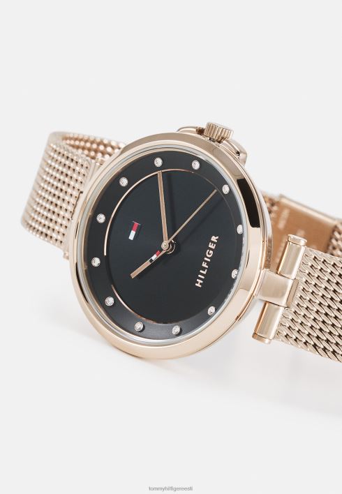 cami käekell RJV626656 roosakuldne/must Tommy Hilfiger
