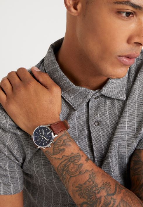 juhuslik kronograafi käekell RJV626701 konjak/hõbe Tommy Hilfiger