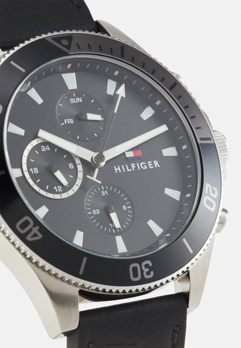 larson kronograafi kell RJV626685 must/hõbedane Tommy Hilfiger