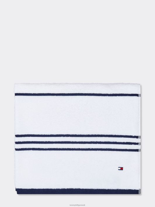 kaasaegne ameerika triibuline vannirätik RJV6284 valge Tommy Hilfiger