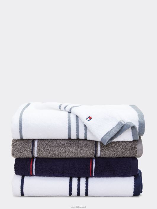 kaasaegne ameerika triibuline vannirätik RJV6284 valge Tommy Hilfiger